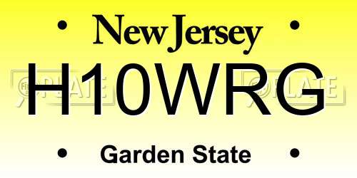 H10WRG New Jersey License Plate