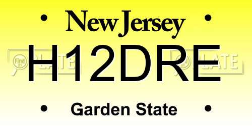 H12DRE New Jersey License Plate