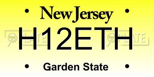 H12ETH New Jersey License Plate