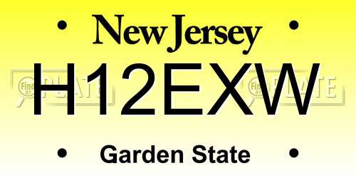H12EXW New Jersey License Plate