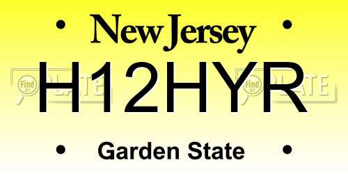 H12HYR New Jersey License Plate
