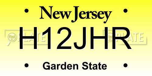 H12JHR New Jersey License Plate