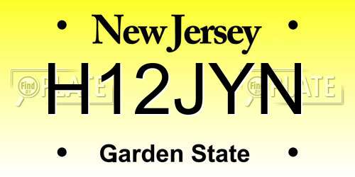 H12JYN New Jersey License Plate