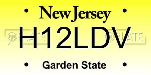 H12LDV New Jersey License Plate