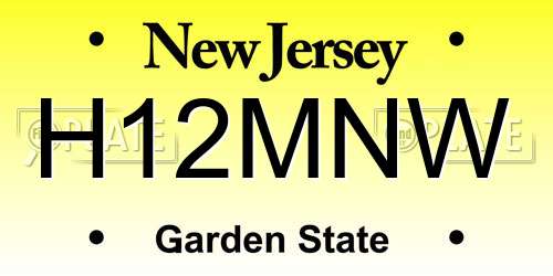 H12MNW New Jersey License Plate