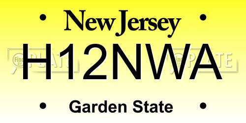 H12NWA New Jersey License Plate
