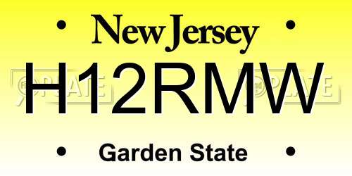 H12RMW New Jersey License Plate