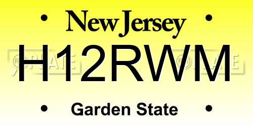 H12RWM New Jersey License Plate