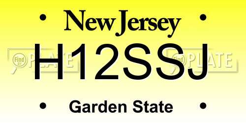 H12SSJ New Jersey License Plate