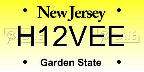 H12VEE New Jersey License Plate