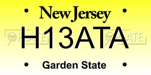 H13ATA New Jersey License Plate