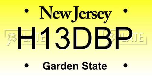 H13DBP New Jersey License Plate