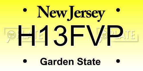 H13FVP New Jersey License Plate