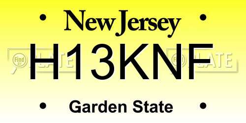 H13KNF New Jersey License Plate