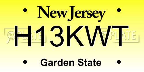 H13KWT New Jersey License Plate