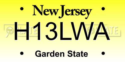 H13LWA New Jersey License Plate
