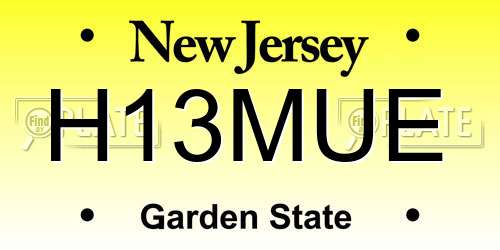 H13MUE New Jersey License Plate