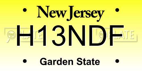 H13NDF New Jersey License Plate