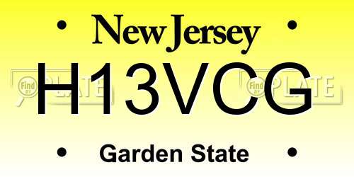 H13VCG New Jersey License Plate