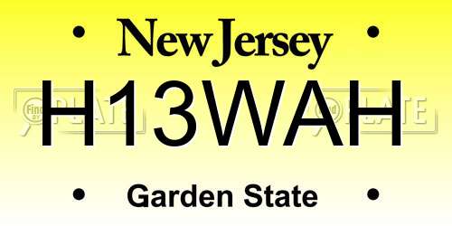 H13WAH New Jersey License Plate