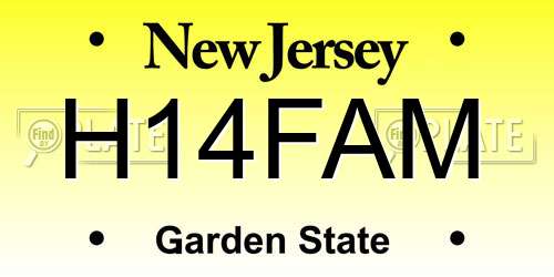 H14FAM New Jersey License Plate