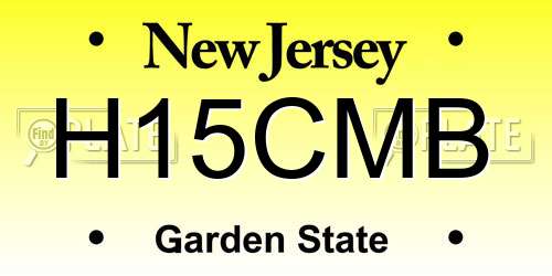 H15CMB New Jersey License Plate