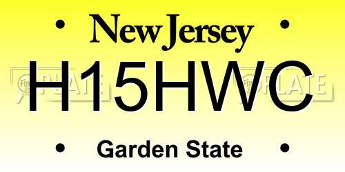 H15HWC New Jersey License Plate