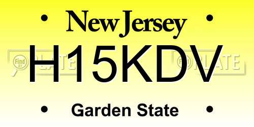 H15KDV New Jersey License Plate