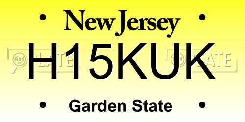 H15KUK New Jersey License Plate