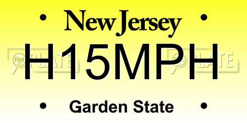 H15MPH New Jersey License Plate
