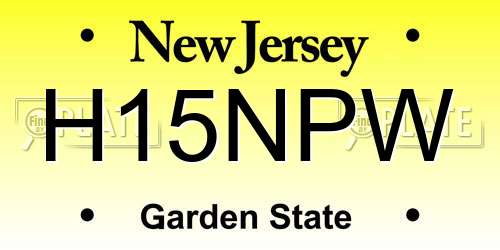 H15NPW New Jersey License Plate