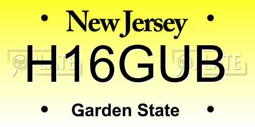 H16GUB New Jersey License Plate