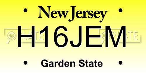 H16JEM New Jersey License Plate