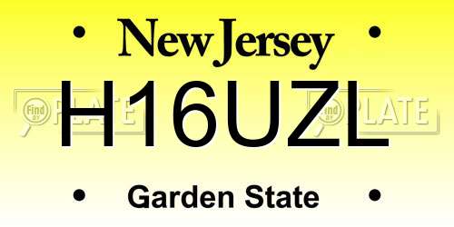 H16UZL New Jersey License Plate