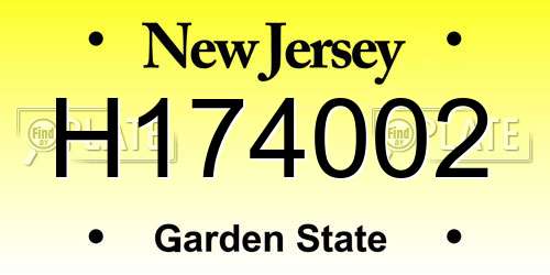 H174002 New Jersey License Plate