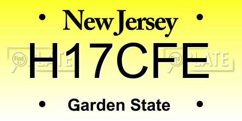 H17CFE New Jersey License Plate