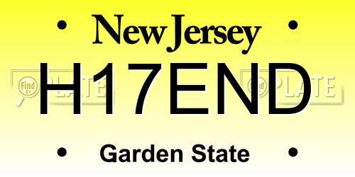 H17END New Jersey License Plate