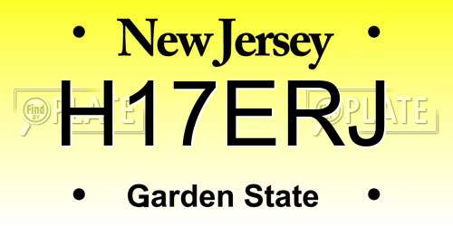 H17ERJ New Jersey License Plate