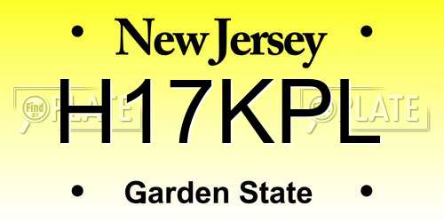 H17KPL New Jersey License Plate