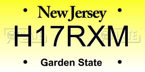 H17RXM New Jersey License Plate