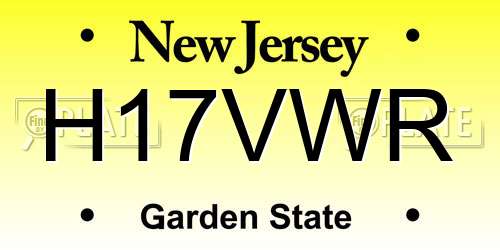 H17VWR New Jersey License Plate
