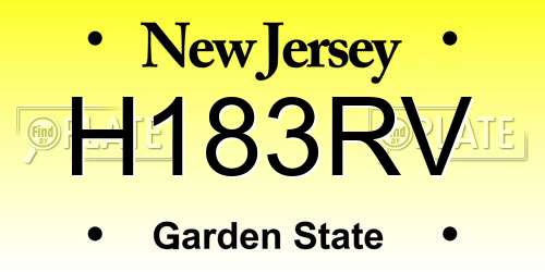 H183RV New Jersey License Plate