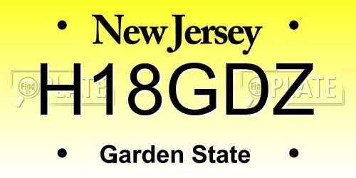 H18GDZ New Jersey License Plate