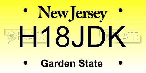 H18JDK New Jersey License Plate