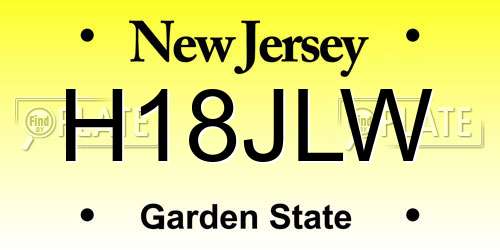 H18JLW New Jersey License Plate