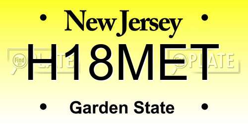 H18MET New Jersey License Plate