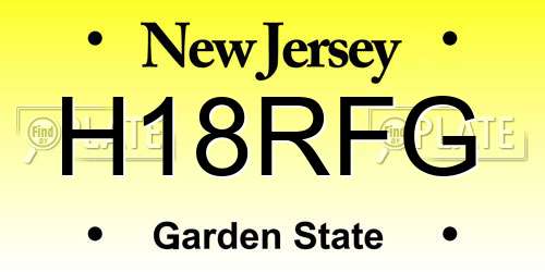H18RFG New Jersey License Plate