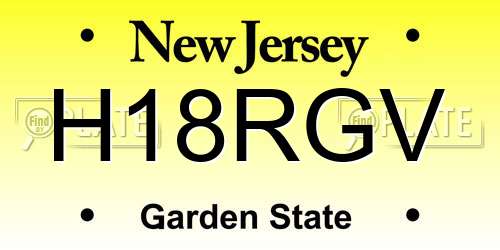 H18RGV New Jersey License Plate