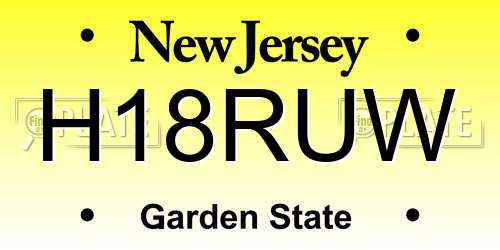 H18RUW New Jersey License Plate