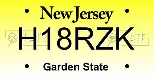 H18RZK New Jersey License Plate